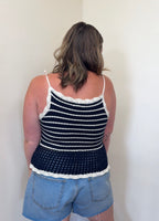Jayna Striped Crochet Knit Tank