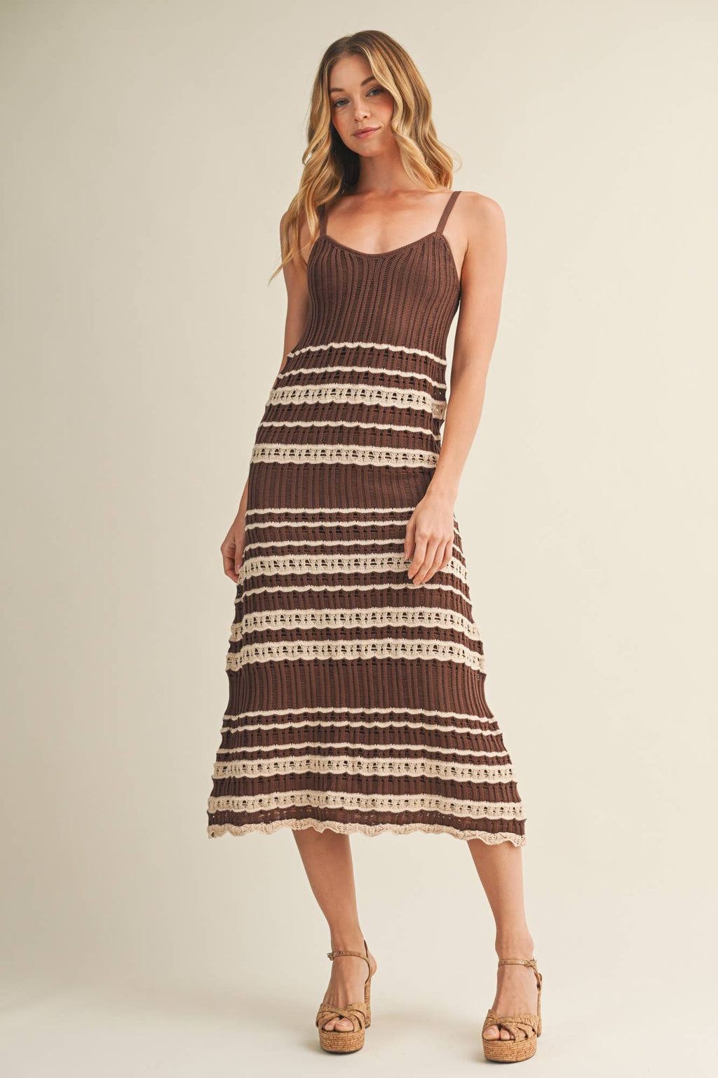 Celly Crochet Lace Ribbed Dress