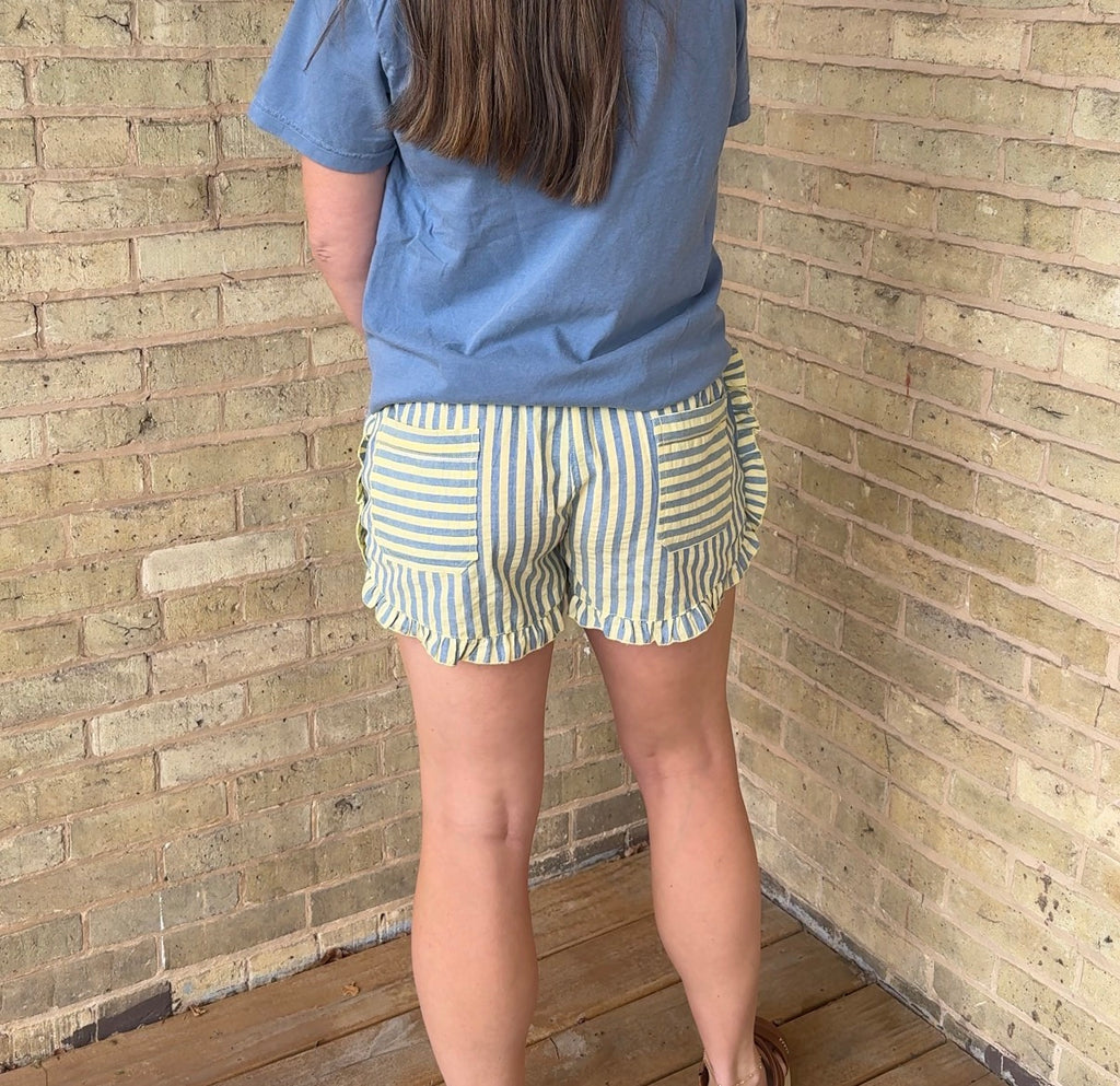 Boho Stripe Ruffle Lounge Shorts