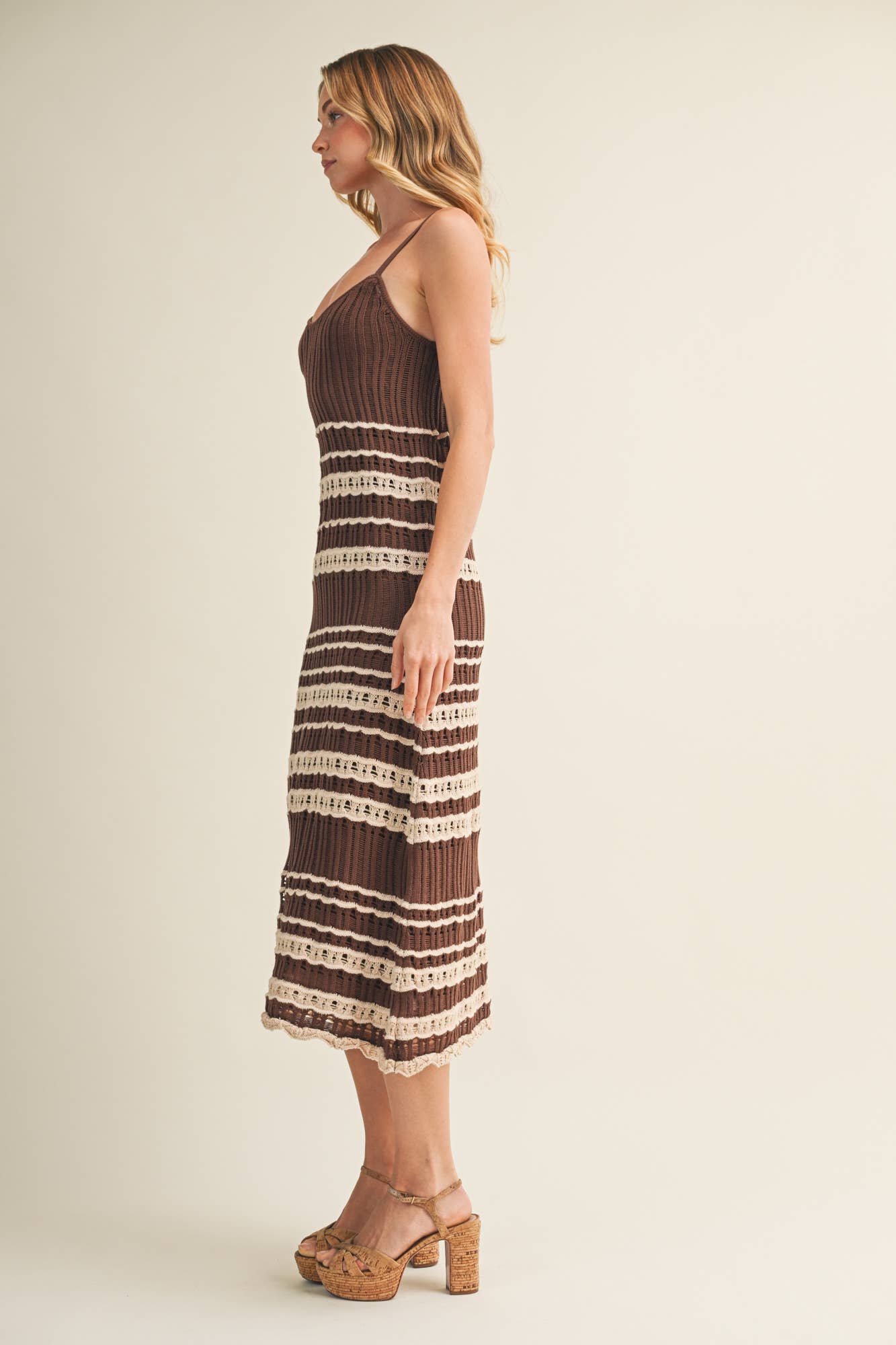 Celly Crochet Lace Ribbed Dress