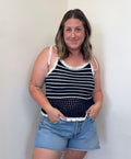 Jayna Striped Crochet Knit Tank