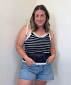 Jayna Striped Crochet Knit Tank
