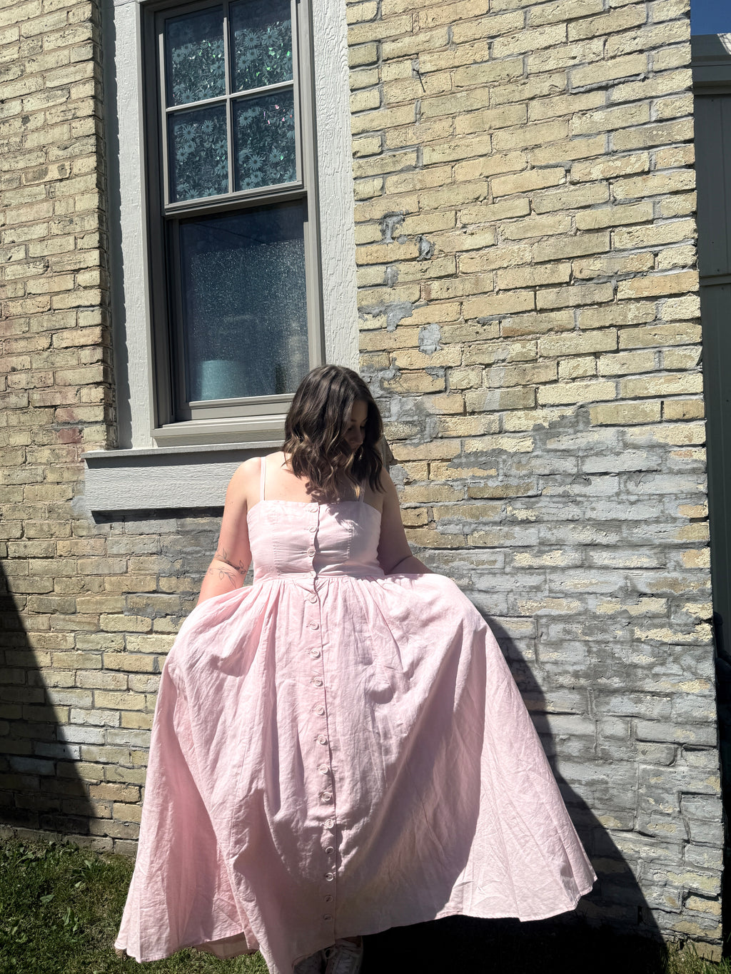 Linen Blend Button Dress