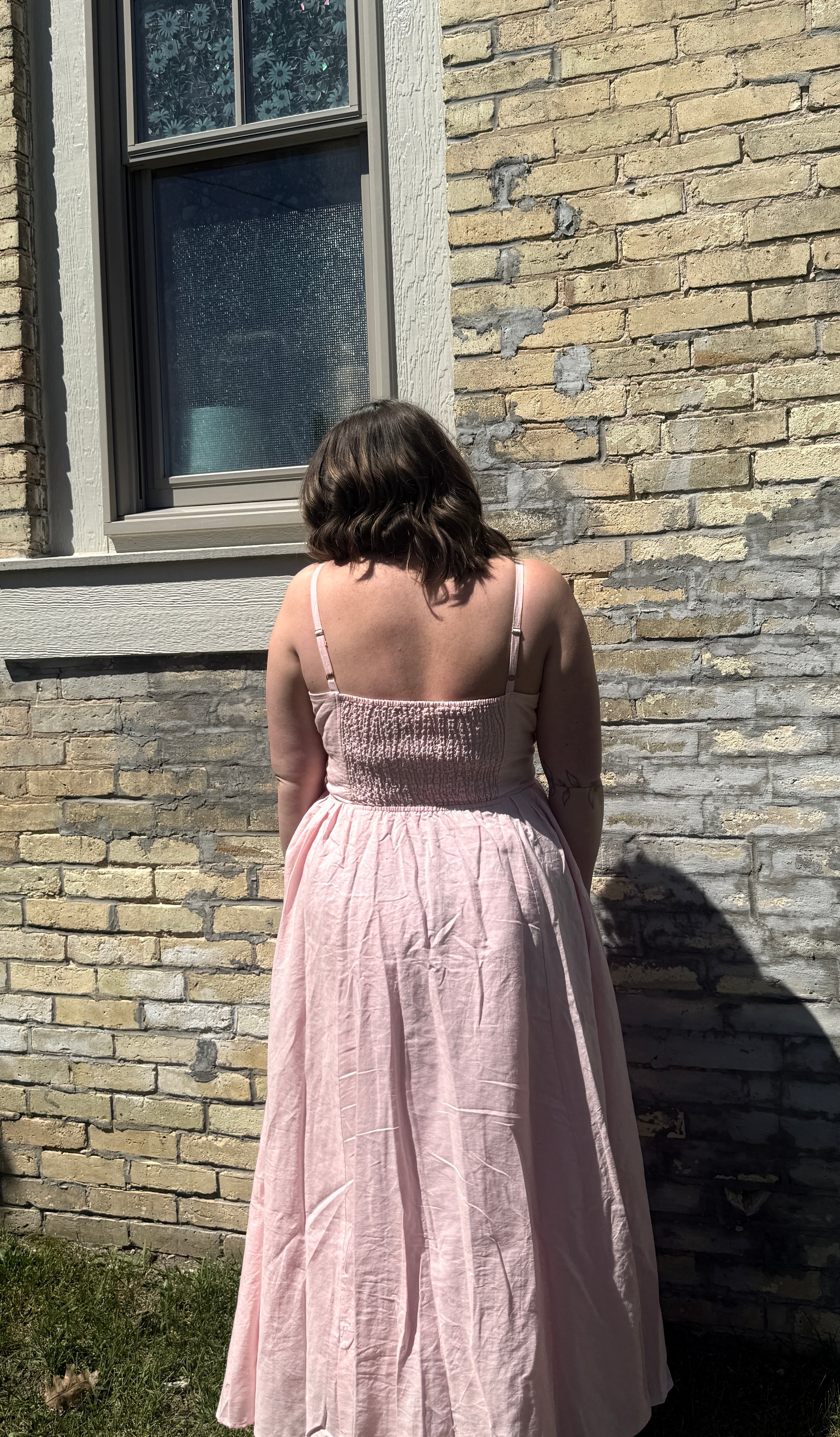 Linen Blend Button Dress