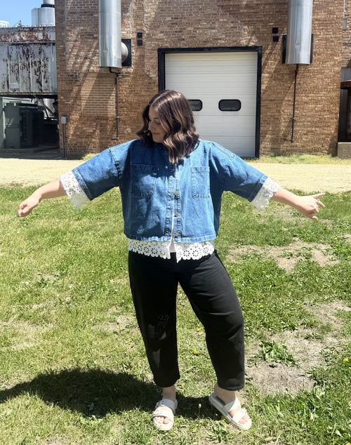 Crochet Lace Denim Jacket