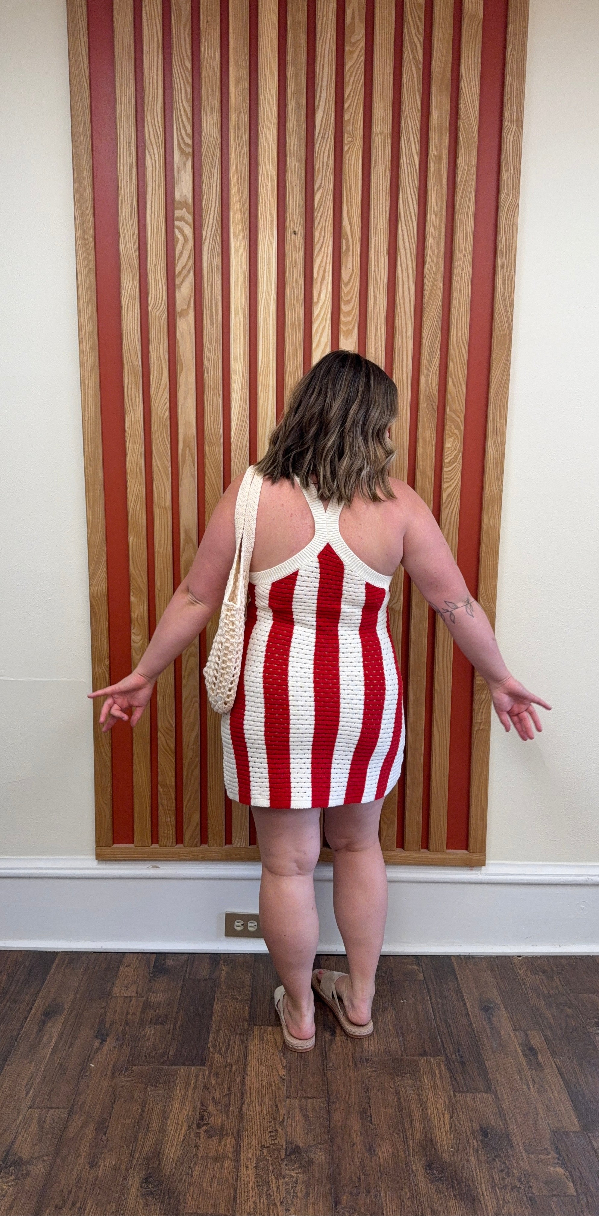 Sleeveless Striped Mini Sweater Dress