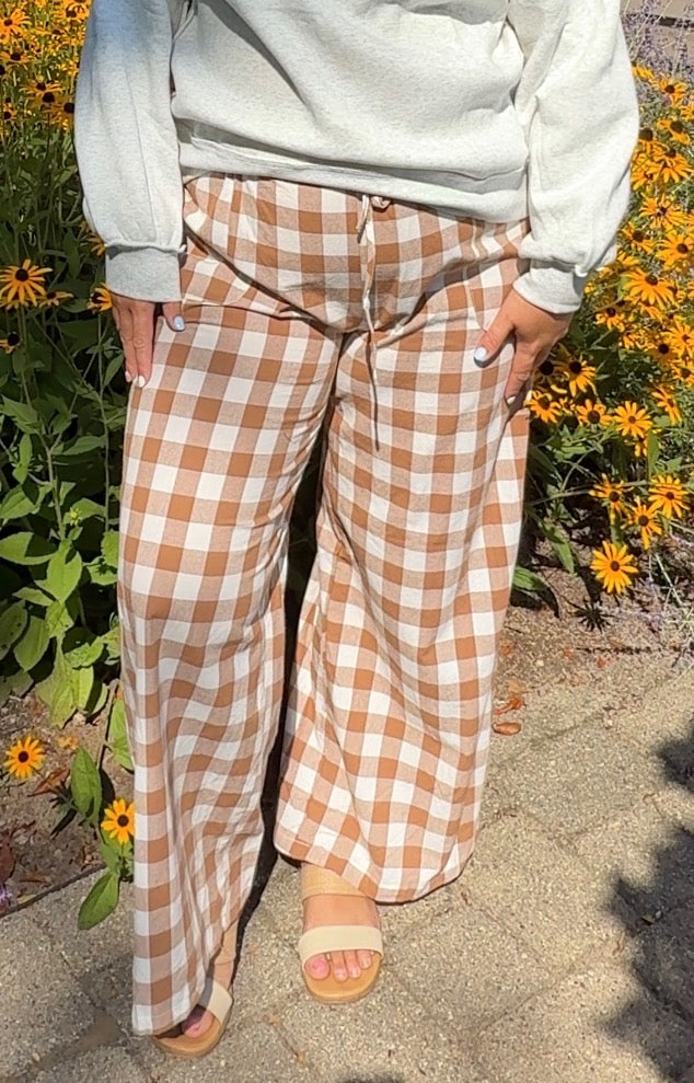 Paige Gingham Plaid Drawstring Pants