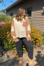 Jennifer Patchwork Knit Long Sleeve Top