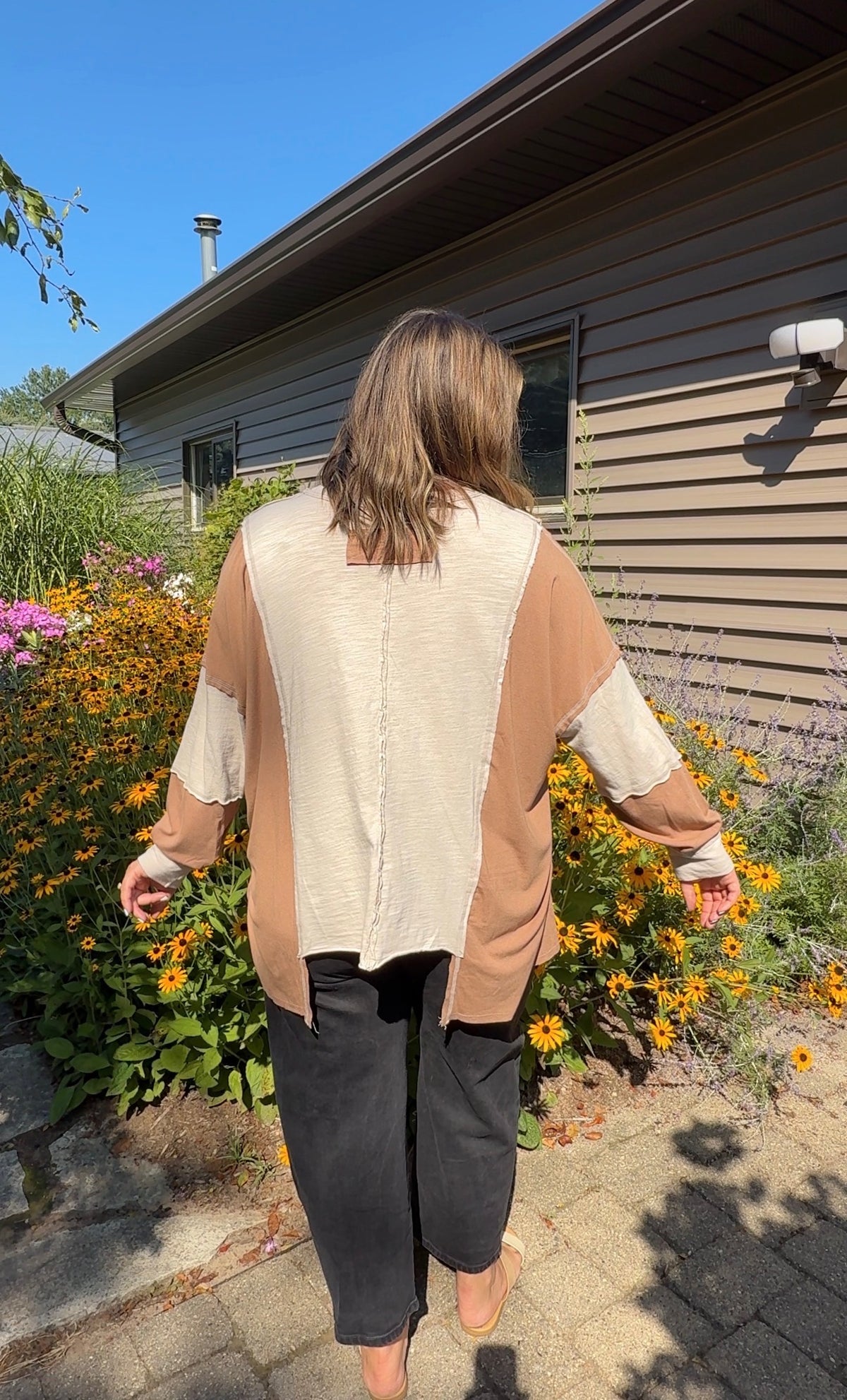Jennifer Patchwork Knit Long Sleeve Top