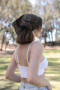 Vintage Floral Foliage Bandana Neckerchief – Black
